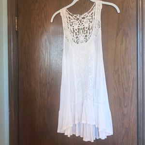 Long cream lace tank top